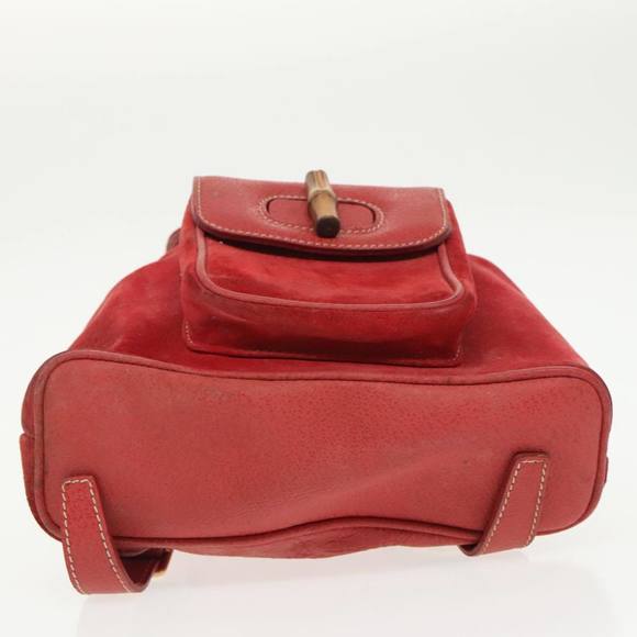GUCCI Bamboo Backpack Suede Red Gold 003 58 0030 Auth bs19461 - Picture 5 of 16